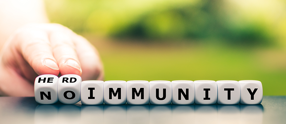 Photo depicting herd immunity versus no immunity